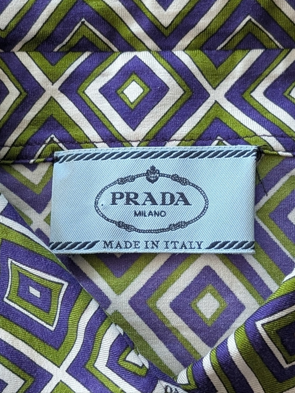 PRADA Silk Blend Slinky Stretchy Blouse Size 42 Purple Green Made In Italy - Picture 5 of 16